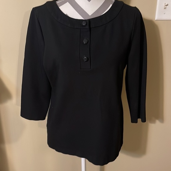 Black Talbots Knit Top w/ black Jeweled Buttons Size Medium - Picture 2 of 6